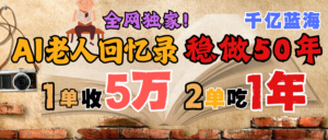 AI帮老人写回忆录,可以稳做50年的蓝海千亿赛道,一月收5万,2单吃一年,爆发能做百万,永远的朝阳赛道-布谷屋免费网赚资源网