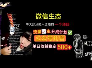 微信生态中大部分人忽略的一个项目,流量主分成计划,公众号托管,单日稳定收益500+-布谷屋免费网赚资源网