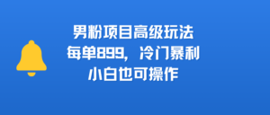 男粉项目高级玩法，每单899，冷门暴利，小白也可操作-布谷屋免费网赚资源网