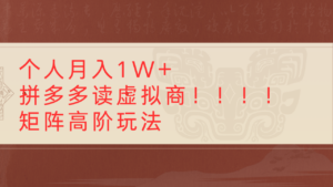 个人月入1W+拼多多读虚拟商矩阵高阶玩法-布谷屋免费网赚资源网