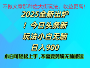 2025 全新出炉!今日头条视频赛道的掘金玩法,副业兼职日赚 900 +-布谷屋免费网赚资源网