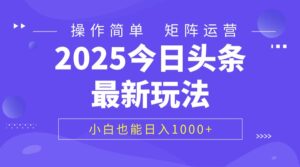 2025今日头条最新玩法，0粉可做，复制粘贴，小白也能日入1000+-布谷屋免费网赚资源网