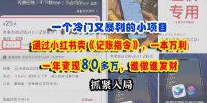 一个冷门又暴利的小项目,通过小红书卖《记账指令》,一本万利,一年变现80多万,谁做谁发财-布谷屋免费网赚资源网