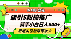 轻松引流老S批 不怕S粉一毛不拔 保姆级教程 小白照样日入500+-布谷屋免费网赚资源网