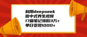 利用deepseek做中式养生视频,17篇笔记涨粉3万+,单日变现1000+-布谷屋免费网赚资源网