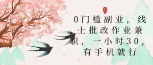 零门槛副业，线上批改作业兼职，30一小时，有手机就行-布谷屋免费网赚资源网