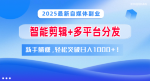 2025最新自媒体副业！智能剪辑+多平台分发，新手躺赚，轻松突破日入1000+！-布谷屋免费网赚资源网