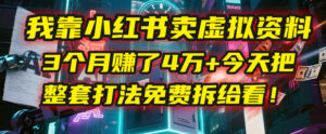 我靠“小红书卖虚拟资料”,3个月赚了4万+,今天把整套打法免费拆给你看!-布谷屋免费网赚资源网