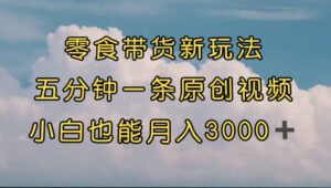 零食带货新玩法，5分钟一条原创视频，新手小白也能轻松月入3000+ （教程）-布谷屋免费网赚资源网