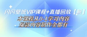 闪闪壁纸VIP课程+直播回放【新】本课程从0-1学习内容,爆款内容制作全都有-布谷屋免费网赚资源网