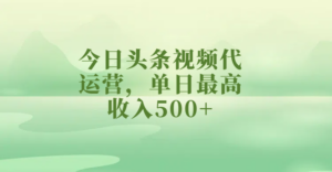 今日头条视频代运营，单日最高收入500+-布谷屋免费网赚资源网