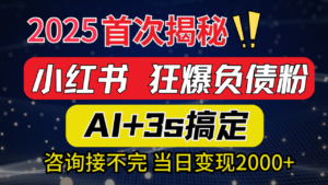 2025引流天花板：最新小红书狂暴负债粉思路，咨询接不断，当日入2000+-布谷屋免费网赚资源网