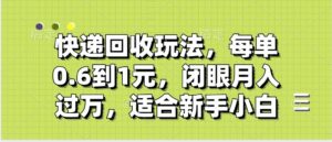 快递回收自助玩法,没单收益0.6到1元,闭眼也能月入一万,适合新手小白-布谷屋免费网赚资源网