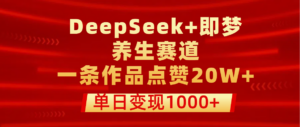 用DeepSeek+即梦做养生赛道，一条作品点赞20W+，单日变现1000+-布谷屋免费网赚资源网