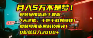 月入5万不是梦!视频号带货新手教程,7天速成,手把手教你赚钱!视频号带货黑科技曝光!0粉丝日入3000+-布谷屋免费网赚资源网
