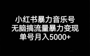小红书暴力音乐号，无脑搞流量暴力变现，单号月入5000+-布谷屋免费网赚资源网