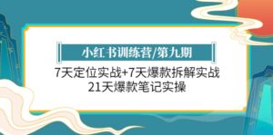 小红书训练营/第九期:7天定位实战+7天爆款拆解实战,21天爆款笔记实操-布谷屋免费网赚资源网