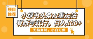 小绿书头条双重玩法,有账号就行,日入800+-布谷屋免费网赚资源网