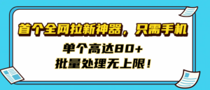 首个全网拉新神器,只需手机,单个高达80+,批量处理无上限!-布谷屋免费网赚资源网