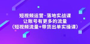 短视频运营·落地实战课 让账号有更多的流量(短视频流量+带货出单实操)-布谷屋免费网赚资源网