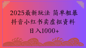 2025最新玩法 简单粗暴抖音小红书卖虚拟资料日入1000+-布谷屋免费网赚资源网