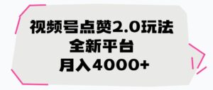 视频号点赞2.0玩法，全新平台， 月入4000+-布谷屋免费网赚资源网