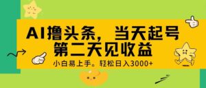 AI撸头条，轻松日入3000+，当天起号，第二天见收益。-布谷屋免费网赚资源网