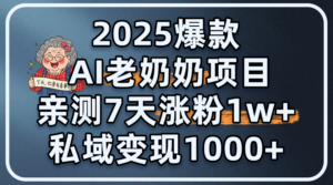 2025爆款 AI 老奶奶项目:亲测 7 天涨粉 1W+,私域变现 1000+-布谷屋免费网赚资源网