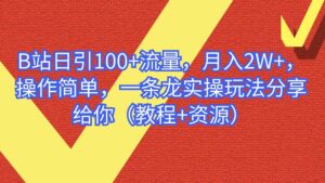 B站日引100+流量，月入2W+，操作简单，一条龙实操玩法分享给你（教程+资源）-布谷屋免费网赚资源网