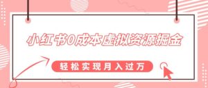 小红书0成本虚拟资源掘金，幼儿园公开课项目，轻松实现月入过万-布谷屋免费网赚资源网