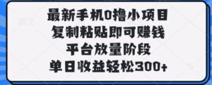 最新手机0撸小项目,复制粘贴即可赚钱,单日收益轻松300+-布谷屋免费网赚资源网