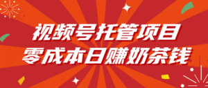 视频号托管项目，零成本日赚奶茶钱-布谷屋免费网赚资源网