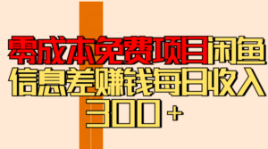 零成本免费项目分享闲鱼信息差赚钱每日收入300＋-布谷屋免费网赚资源网