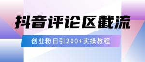 抖音评论区20字截流200+创业粉，日变现四位数实操教程-布谷屋免费网赚资源网