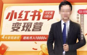 【小红书变现】0文笔0粉丝,4大变现途径带你玩赚小红书,轻松月赚10000+!-布谷屋免费网赚资源网