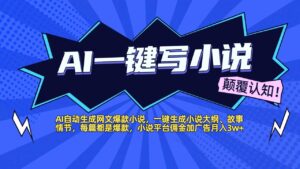 AI自动生成网文爆款小说,一键生成小说大纲、故事情节,每篇都是爆款,小说平台佣金加广告月入3w+-布谷屋免费网赚资源网