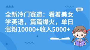 全新冷门赛道：看着美女学英语，篇篇爆火，单日涨粉10000+收入5000+-布谷屋免费网赚资源网