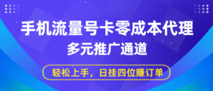手机流量号卡零成本代理,多元推广通道,轻松上手,日挂四位赚订单-布谷屋免费网赚资源网