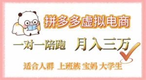 拼多多虚拟电商,一对一陪跑,月入3万,0囤货,轻资产,不发货-布谷屋免费网赚资源网