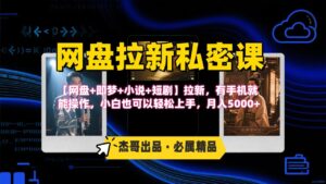 《网盘拉新私密课》第三期躺赚玩法,【网盘+即梦+小说+短剧】拉新,有手机就能操作,小白也可以轻松上手,月入5000+-布谷屋免费网赚资源网