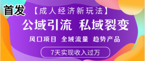 首发:【成人经济新玩法】市面独家玩法,风口项目、全域流量、趋势产品,7天实现月入过万-布谷屋免费网赚资源网
