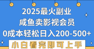 2025最火副业，闲鱼卖vip影视会员，零成本日入200-500-布谷屋免费网赚资源网