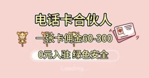 号卡合伙人，小白入门项目，一张卡佣金60-300 绿色安全-布谷屋免费网赚资源网