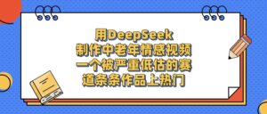 一个被严重低估的赛道，用DeepSeek制作中老年情感视频，条条作品上热门-布谷屋免费网赚资源网