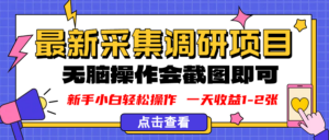 新版采集调研项目，截图上传即可，无脑操作，日收益1-2张-布谷屋免费网赚资源网