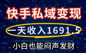 一天收入1691.5,快手私域变现,小白也能闷声发财-布谷屋免费网赚资源网