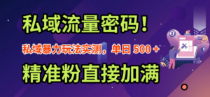 私域流量密码！私域暴力玩法实测，单日 500 + 精准粉直接加满-布谷屋免费网赚资源网