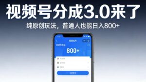 视频号分成 3.0 来了：纯原创玩法，普通人也能日入 800+-布谷屋免费网赚资源网