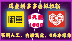 咸鱼拼多多虚拟拉新，不用人工，自动发货，0成本操作，8天可赚1000-布谷屋免费网赚资源网