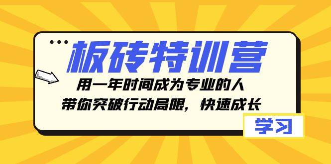 板砖特训营，用一年时间成为专业的人，带你突破行动局限，快速成长-布谷屋免费网赚资源网
